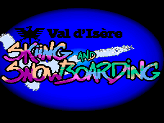 Val d'Isere Skiing and Snowboarding title screen for Jaguar